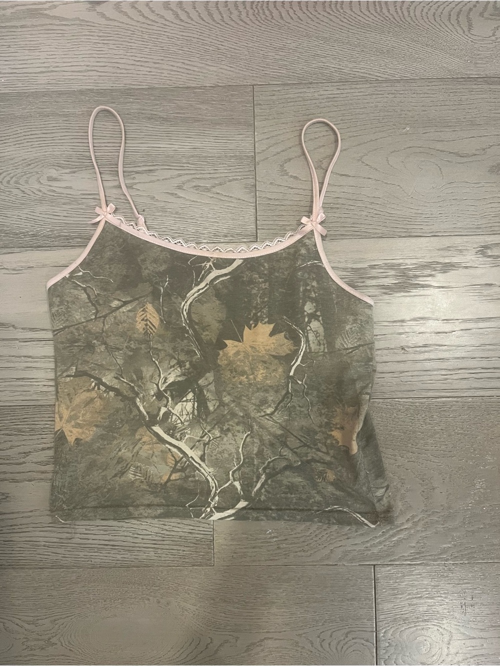 Women’s Camouflage Print Cami Tank with Pink Trim